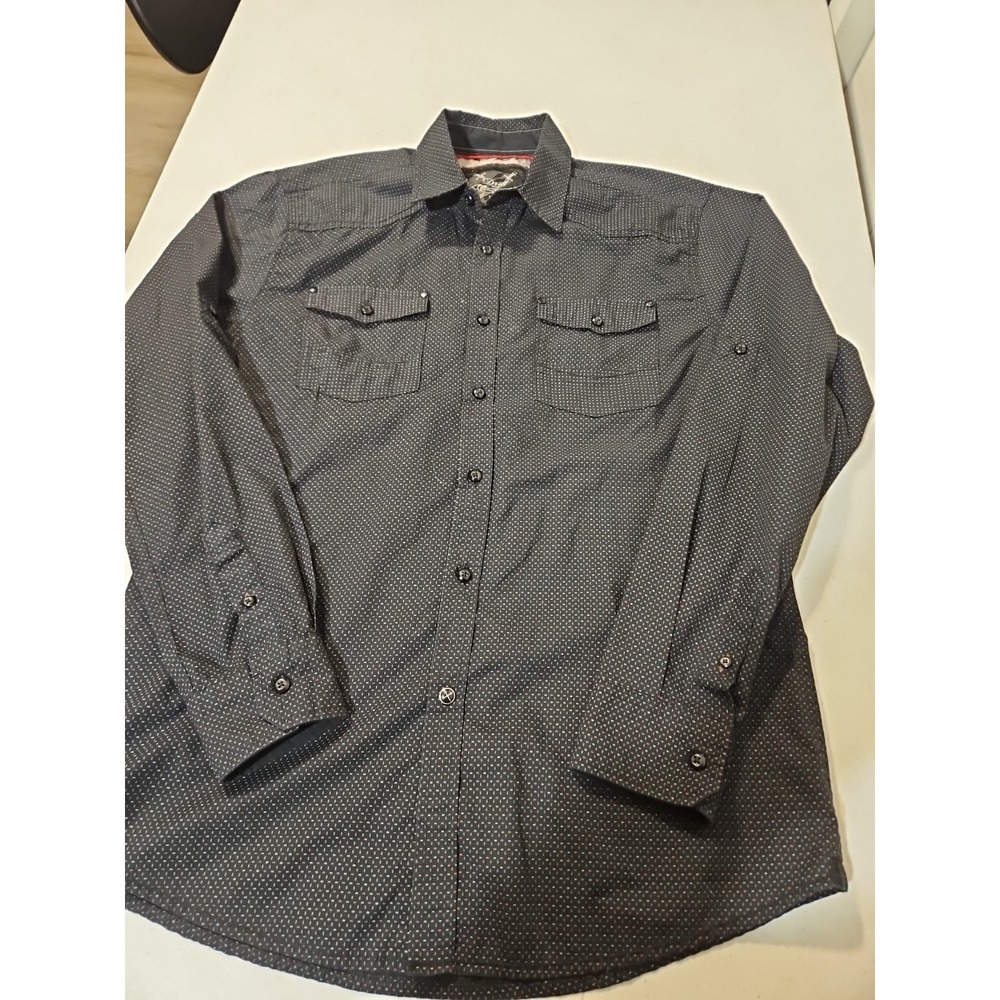 Drill Clothing Company Shirt Men M Long Sleeve Button-Up Cotton/Poly Black(A1281